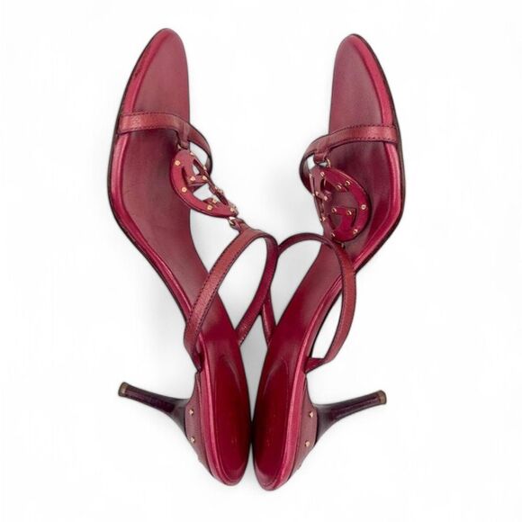 Authentic GUCCI Burgundy Interlocking GG Logo Mules Size 7.5 - Picture 11 of 16